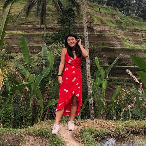 Red floral wrap maxi dress - Picture 1 of 4